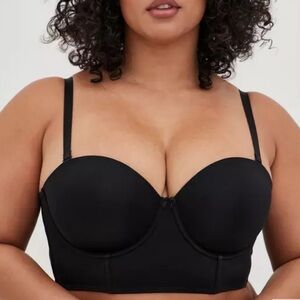 Torrid Curve NWT Bombshell Everyday Strapless Push-Up Bra Rich Black Lace 42DD